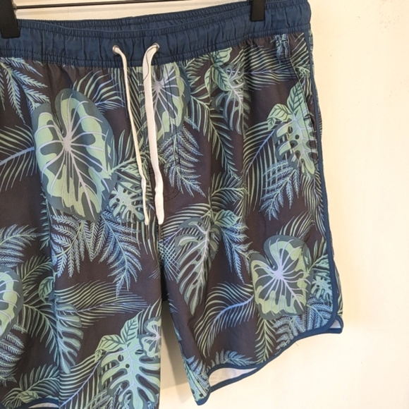 Fair Harbor Men's Lined Tropical Palm Leaf Printed Swim Trunks Size XXL - Picture 2 of 8